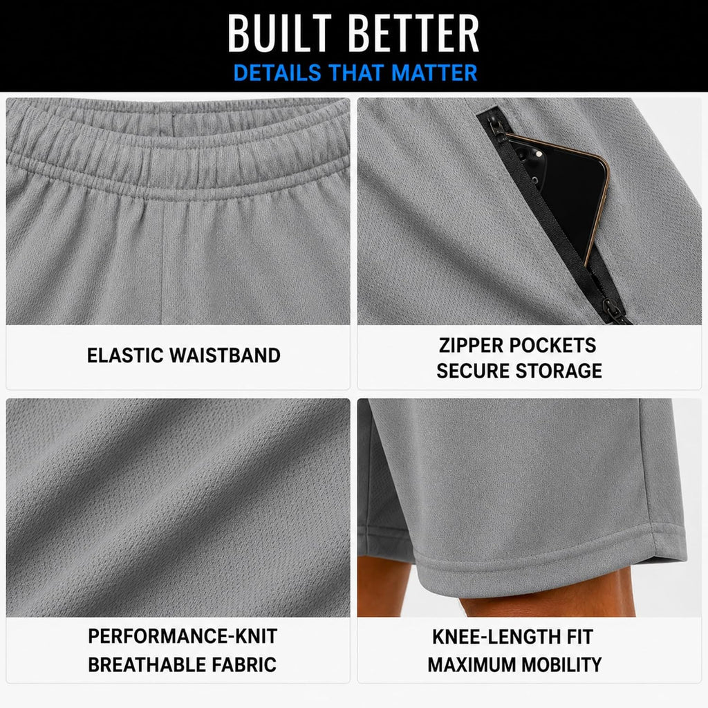 Mens Athletic Shorts 4 Pack Workout & Basketball Shorts