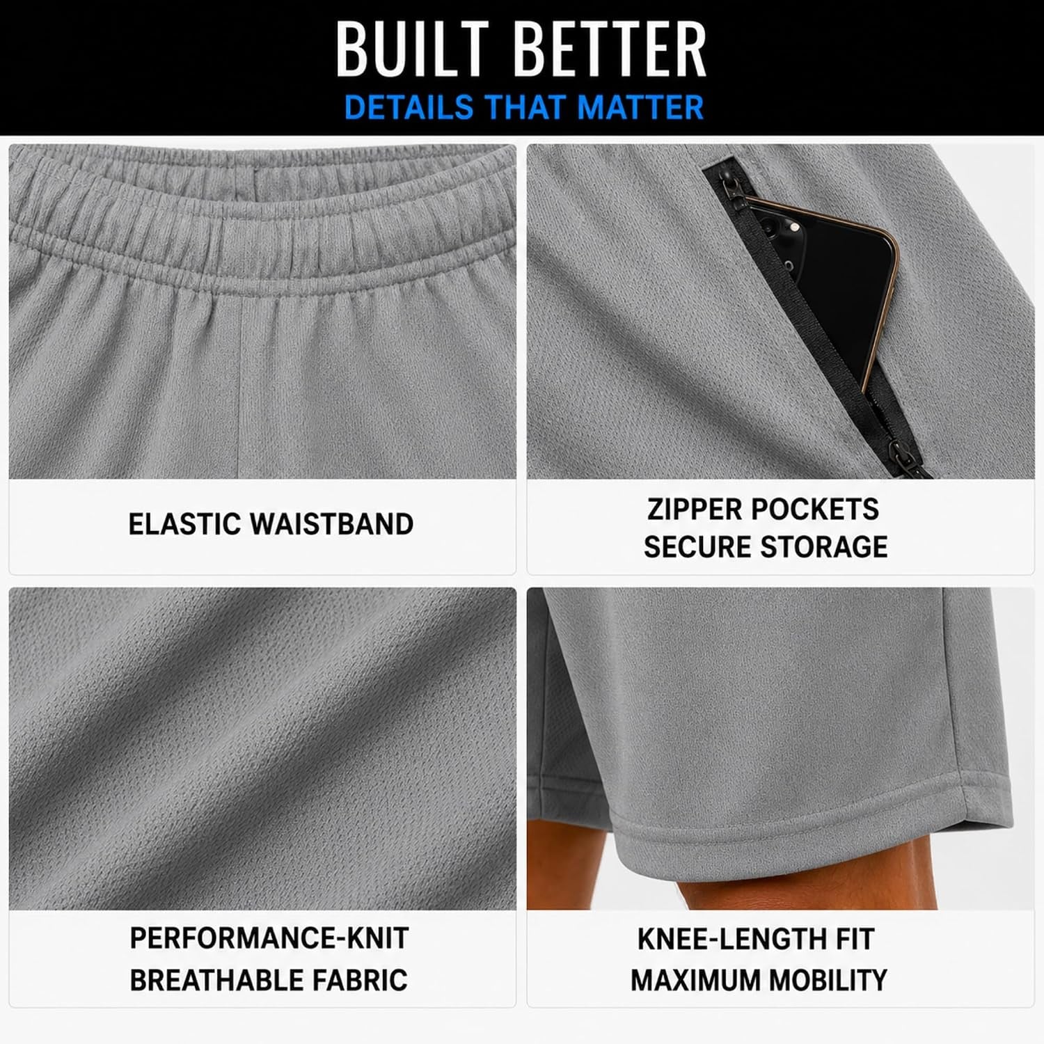 Mens Athletic Shorts 4 Pack Workout & Basketball Shorts