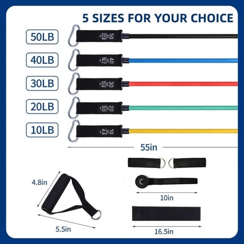 Kibhous Resistance Bands Set with Handles for Stretching, Gym, Muscle Training, and Home Workouts