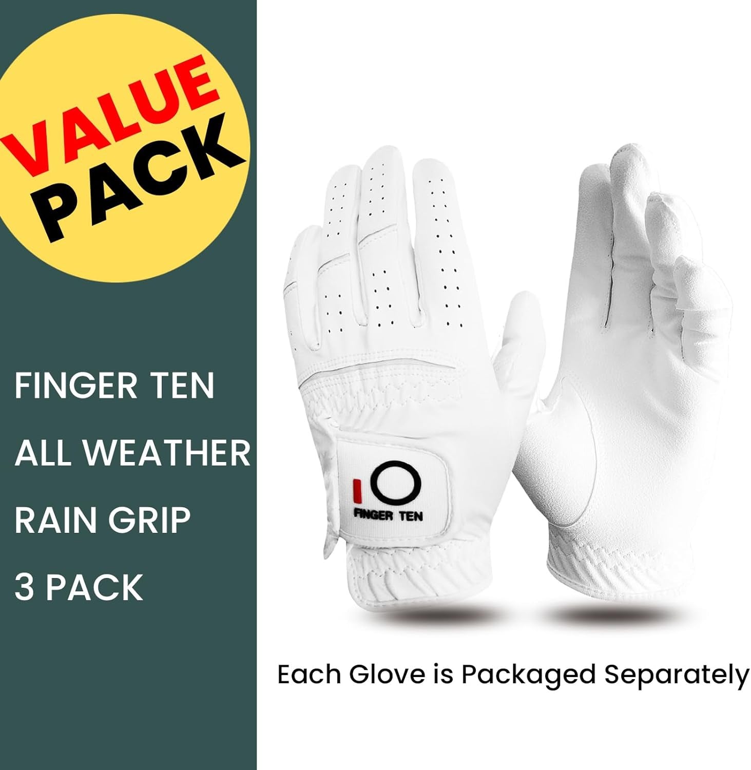 All Weather Grip Golf Gloves Men 3 Pack