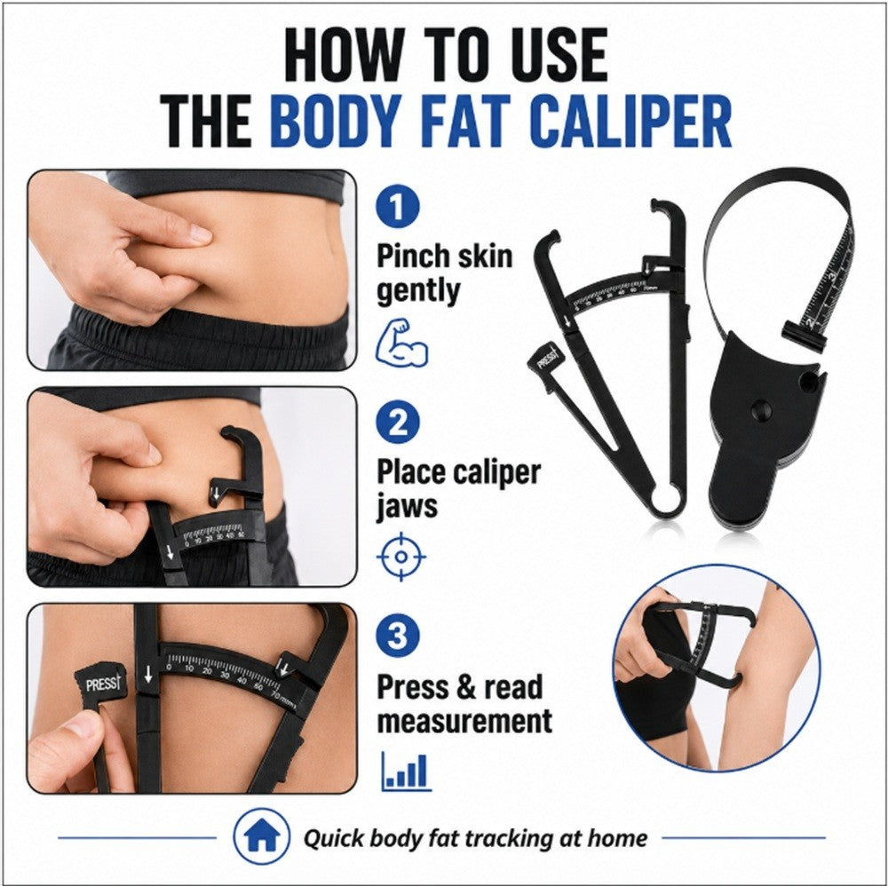 2-Pack Skinfold Body Fat Caliper & Measuring Tape Set BMI Fitness Weight Loss