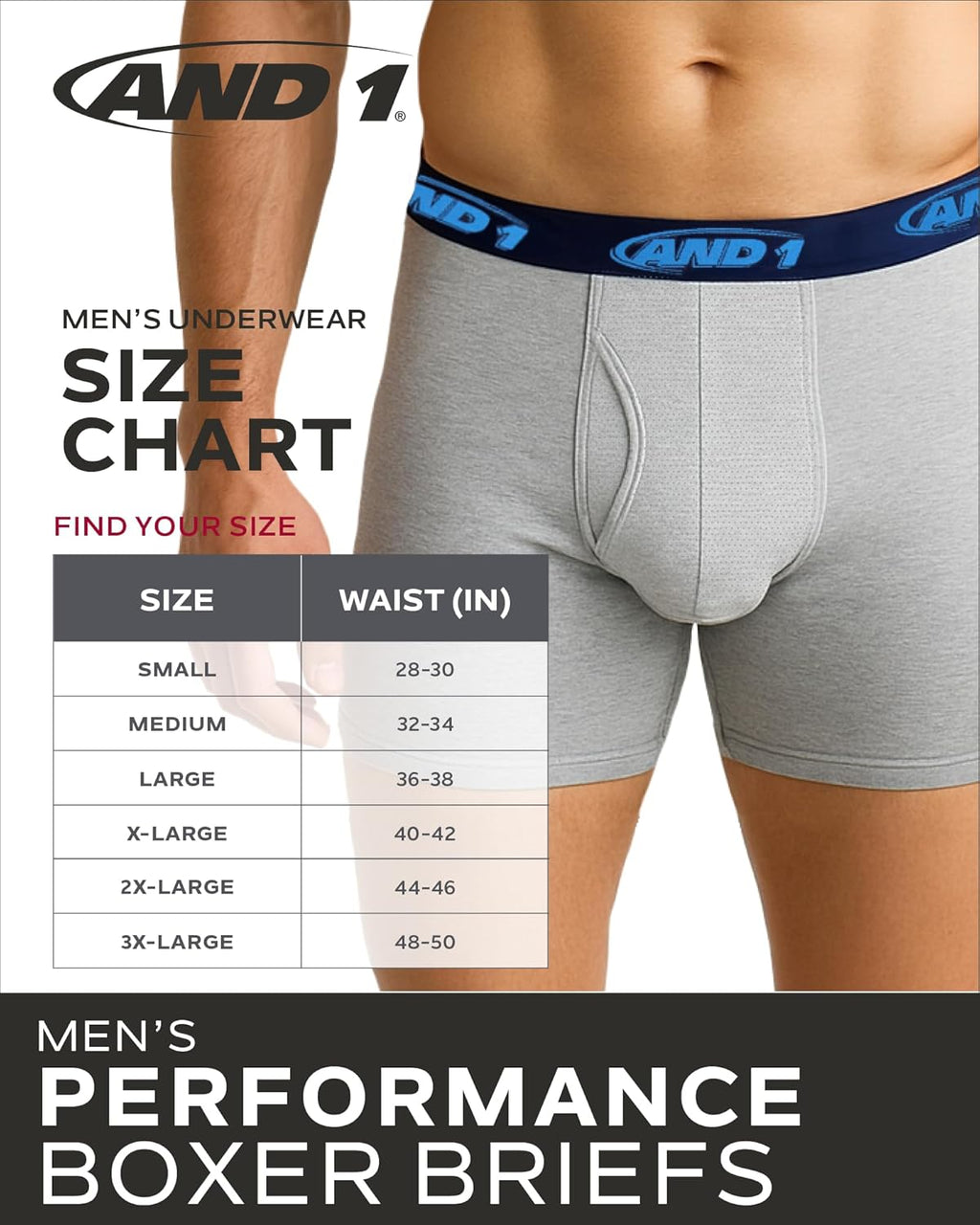 Mens Boxer Briefs - 5 Pack Long Leg, 9" Inseam, Contour Pouch