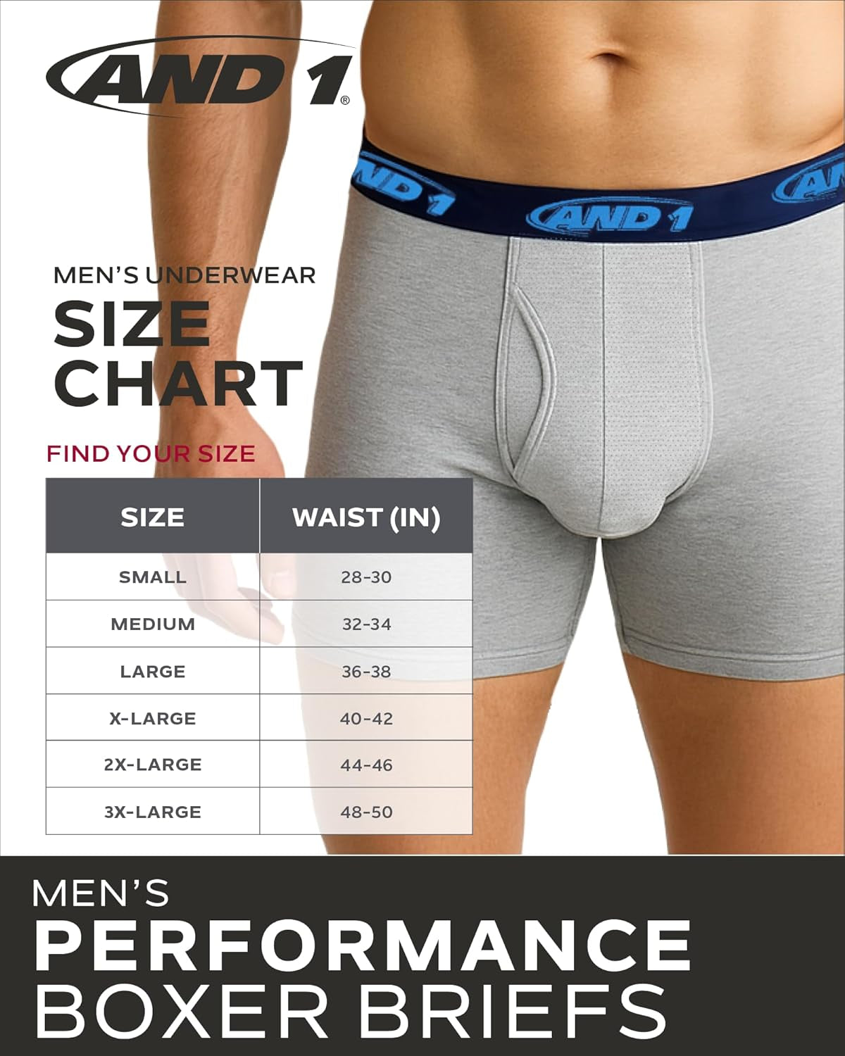 Mens Boxer Briefs - 5 Pack Long Leg, 9" Inseam, Contour Pouch