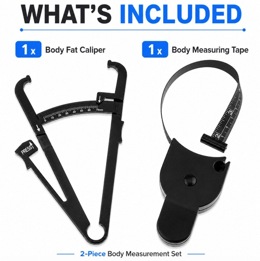 2-Pack Skinfold Body Fat Caliper & Measuring Tape Set BMI Fitness Weight Loss
