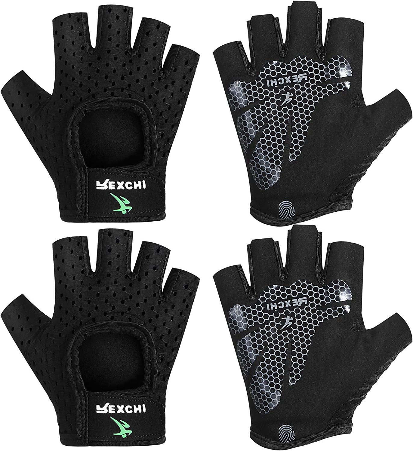 2 Pairs Workout Gloves Adjustable Weight Lifting Gym Exercise Training Breathable Workout Gloves with Full Palm Protection for Men and Women Fitness, Biking, Pull Up