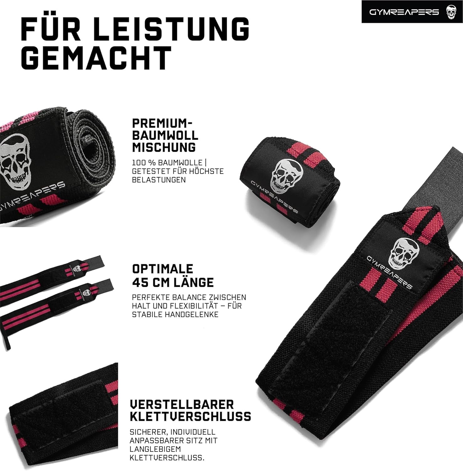 Weightlifting Wrist Wraps (IPF Approved) Professional Quality Wrist Support with Heavy Duty Thumb Loop - Best Wrap for Powerlifting Competition, Strength Training, Bodybuilding