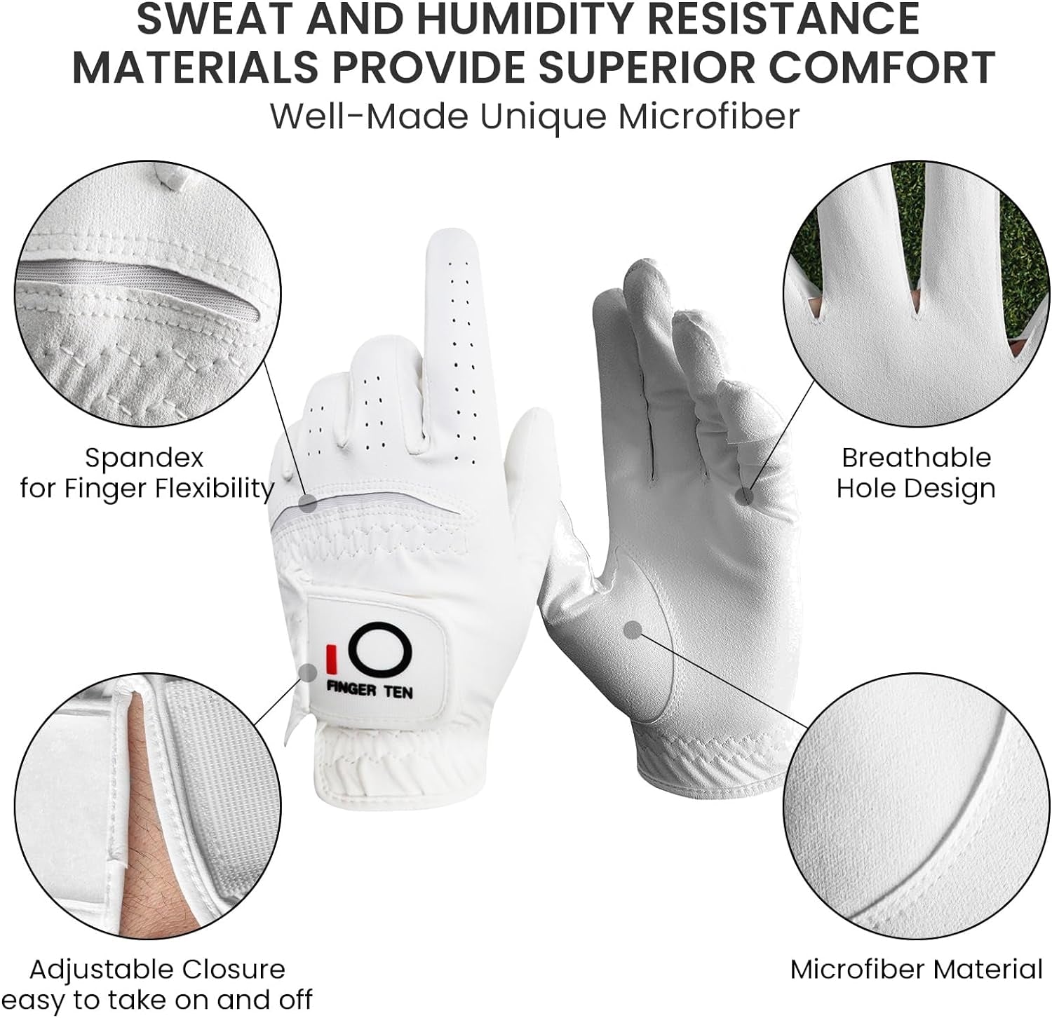 All Weather Grip Golf Gloves Men 3 Pack