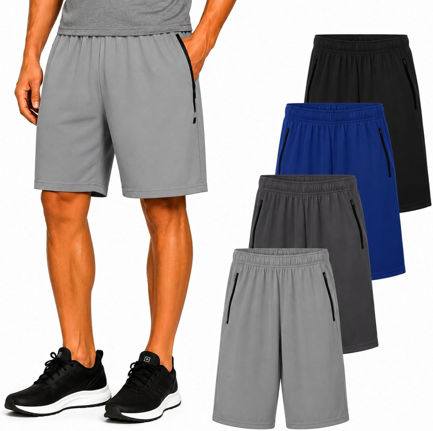 Mens Athletic Shorts 4 Pack Workout & Basketball Shorts