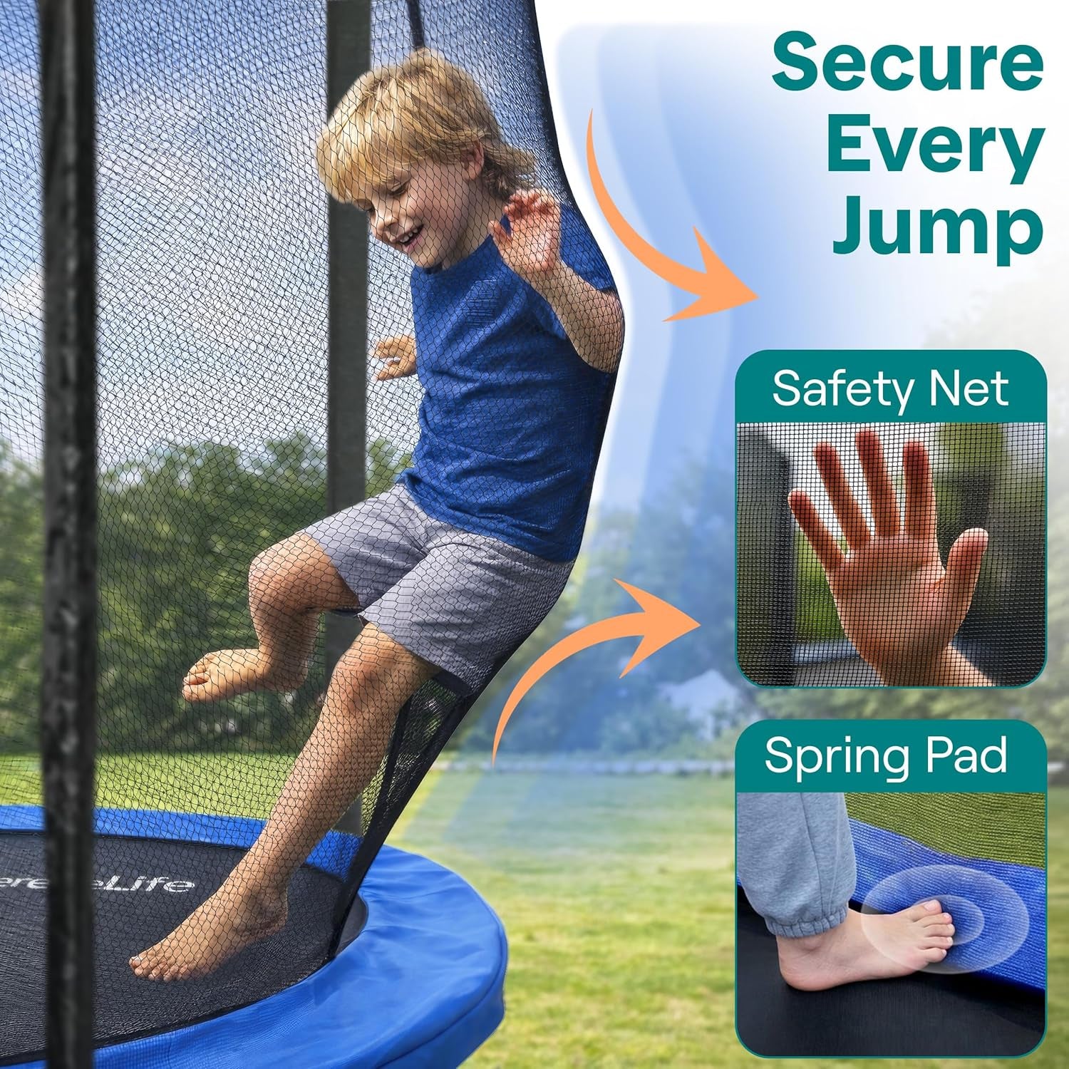 Trampoline Outdoor 8FT 10FT 12FT 14FT with Enclosure Net, Ladder and Anti-Rust Coating - ASTM Approved Recreational Trampolines - Heavy Duty Yard Trampolines for Kids and Adults