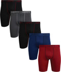 Mens Boxer Briefs - 5 Pack Long Leg, 9" Inseam, Contour Pouch