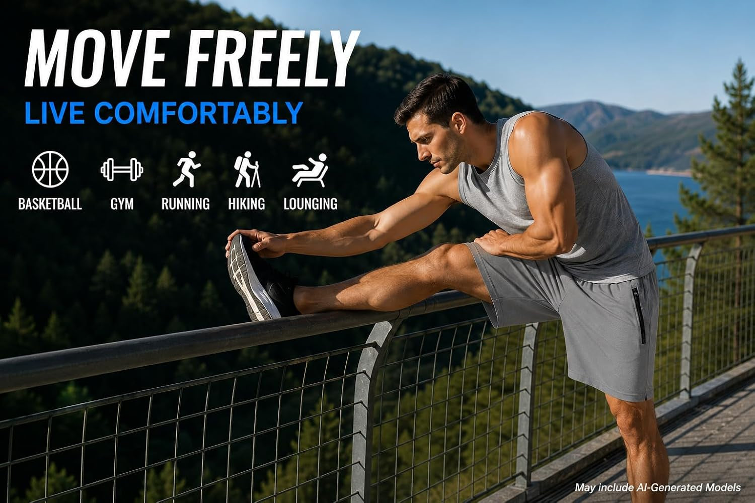 Mens Athletic Shorts 4 Pack Workout & Basketball Shorts