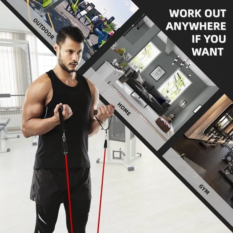Kibhous Resistance Bands Set with Handles for Stretching, Gym, Muscle Training, and Home Workouts